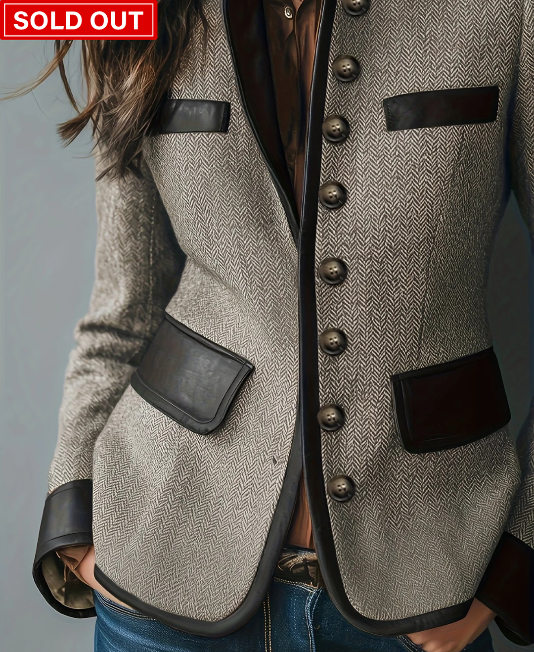 Clarine – Classic Stand-Collar Button Blazer Coat