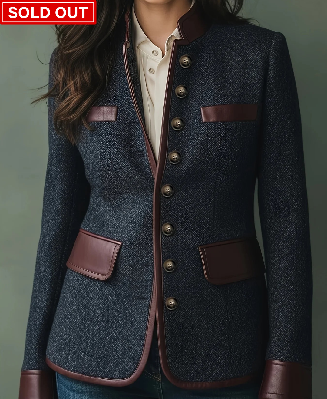Clarine – Classic Stand-Collar Button Blazer Coat