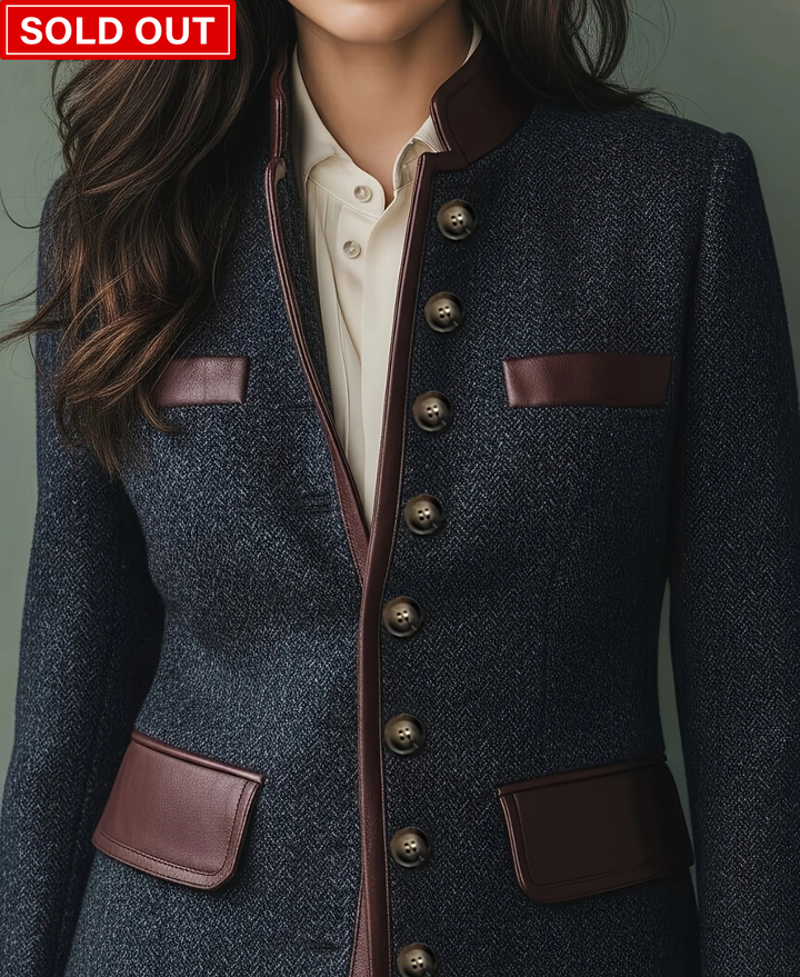 Clarine – Classic Stand-Collar Button Blazer Coat