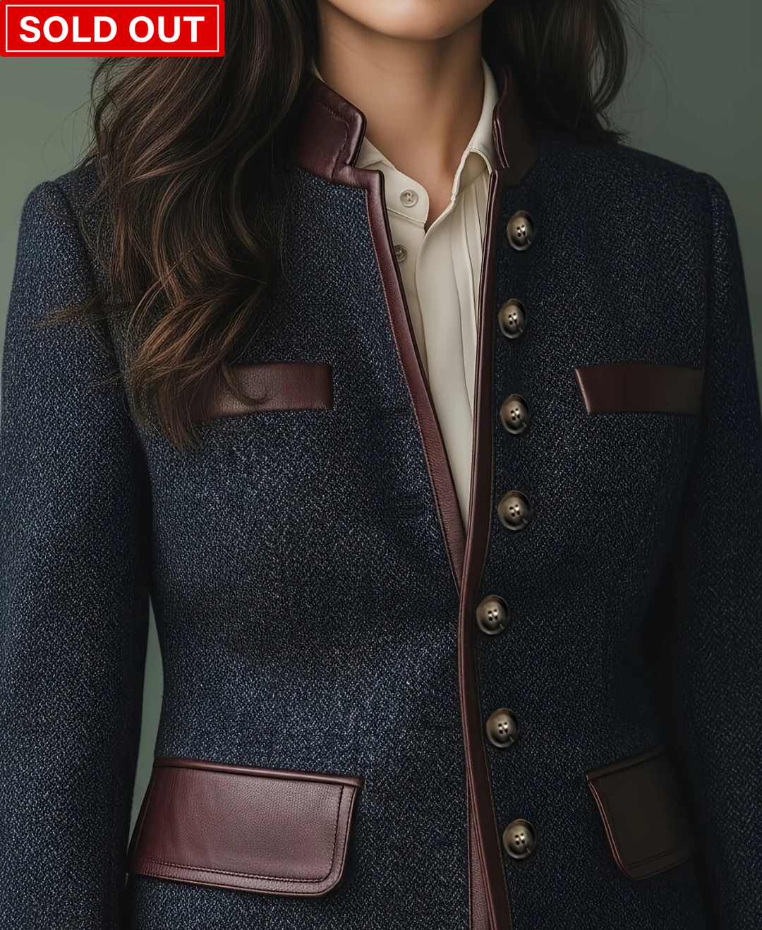 Clarine – Classic Stand-Collar Button Blazer Coat