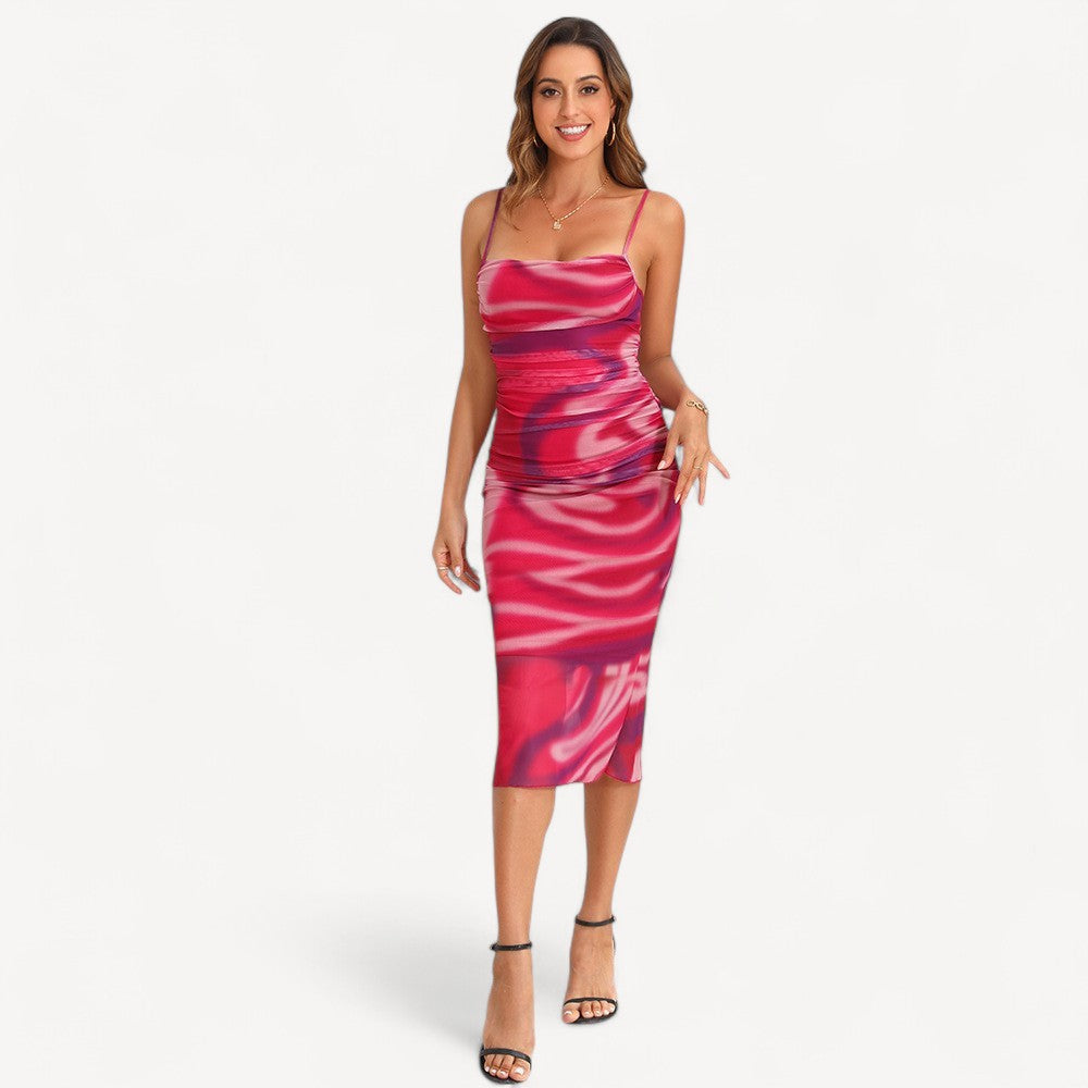 Ruched Floral Midi Dress