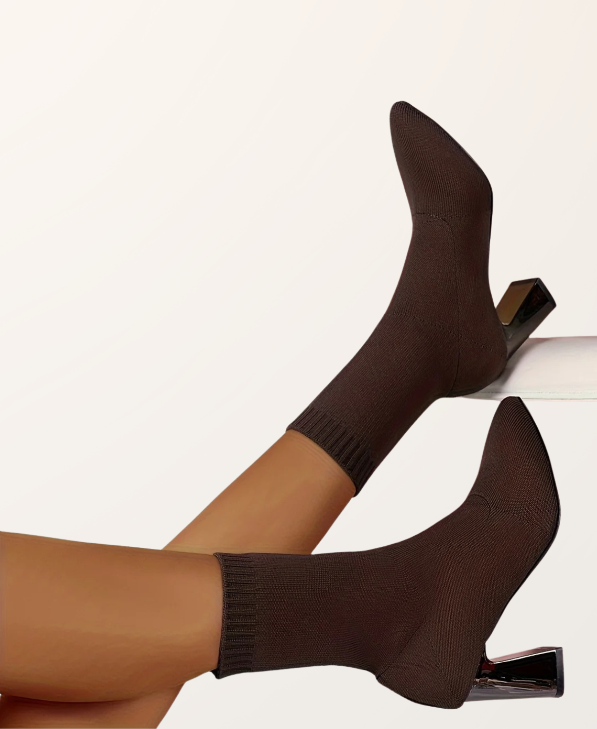 Women’s High Heel Sock Boots Block Heel