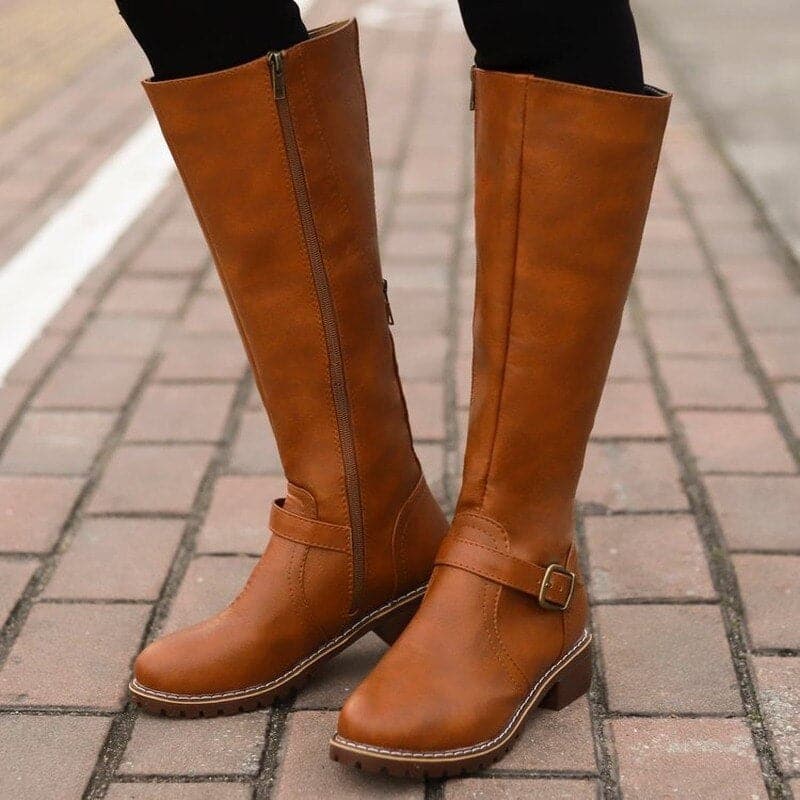 Elizabeth | Classic Buckle Knee-High Boots for Women