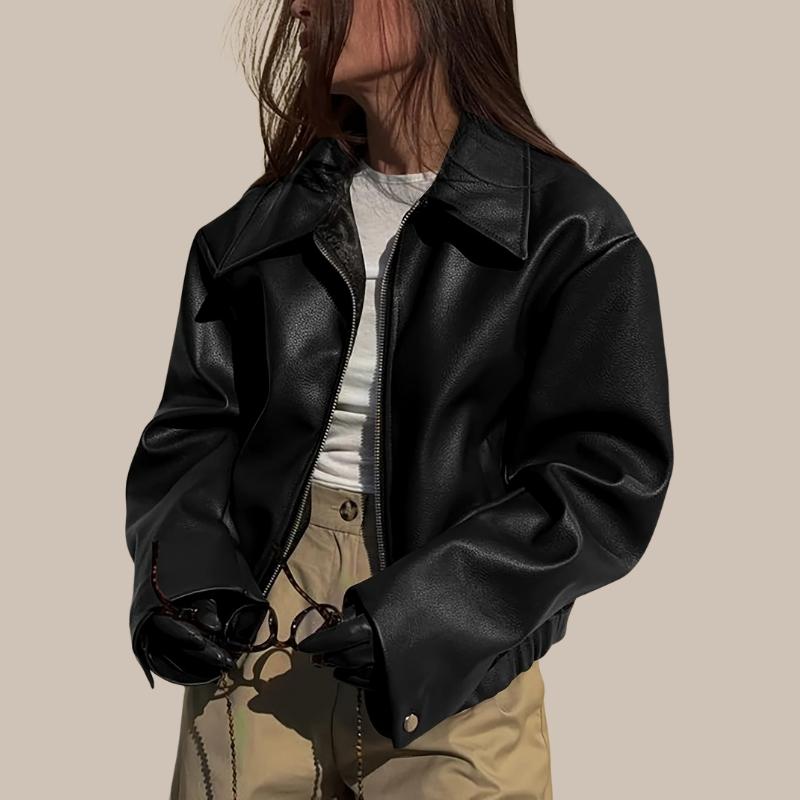 AMELIA – RETRO OVERSIZED LEATHER-LOOK JACKET