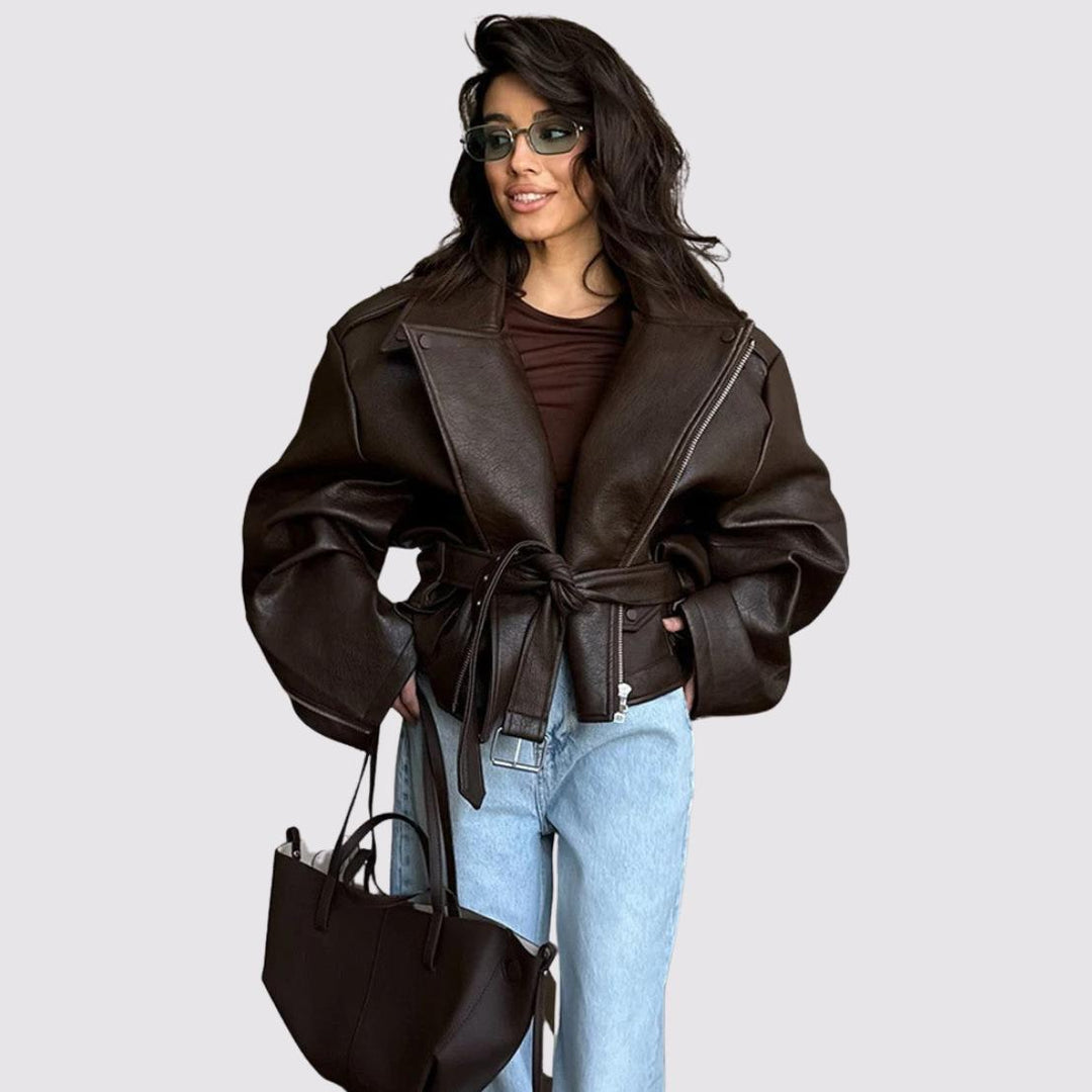 Faux Leather Oversized Jacket