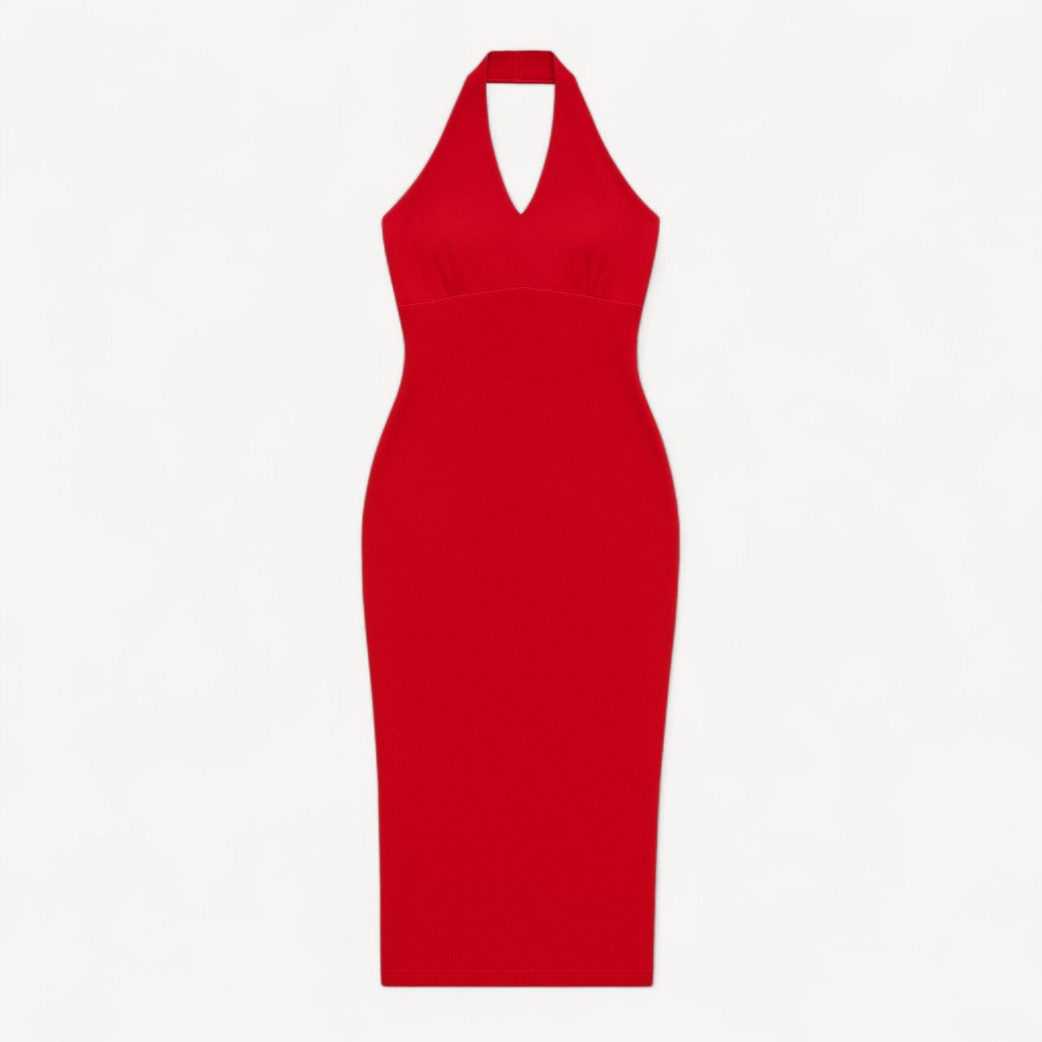 Red Halter Midi Dress