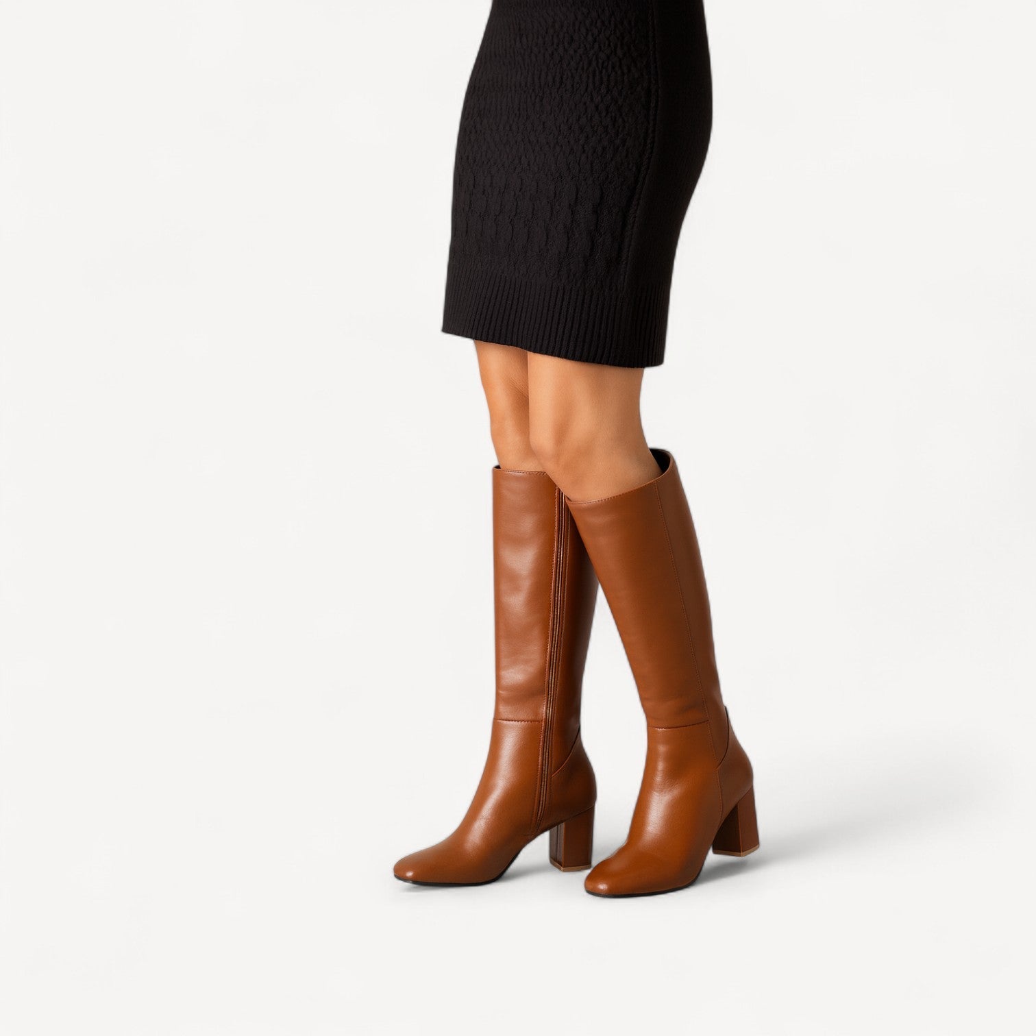 Side Zipper Leather Boots