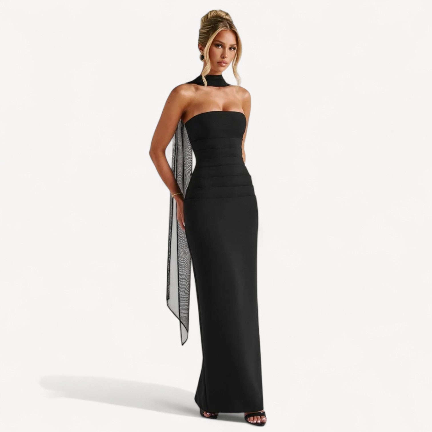 Strapless Dress with Scarf