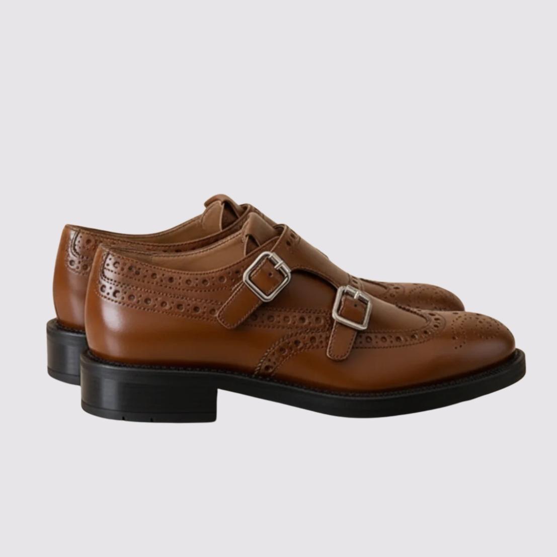 Margaux™ – Vintage Monk-Strap Brogue Shoes