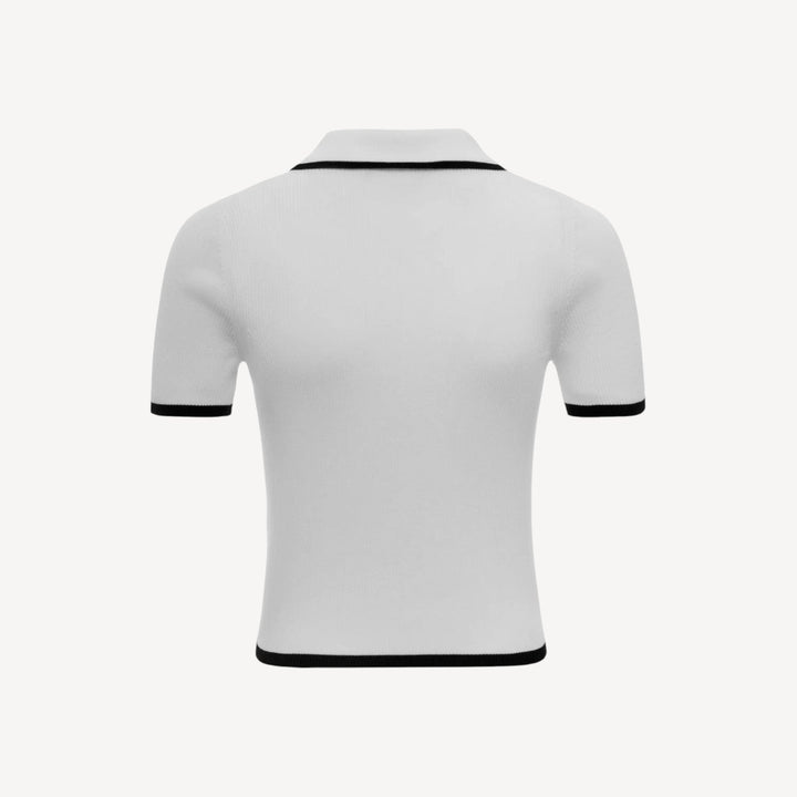 Ribbed Knit Polo Shirt