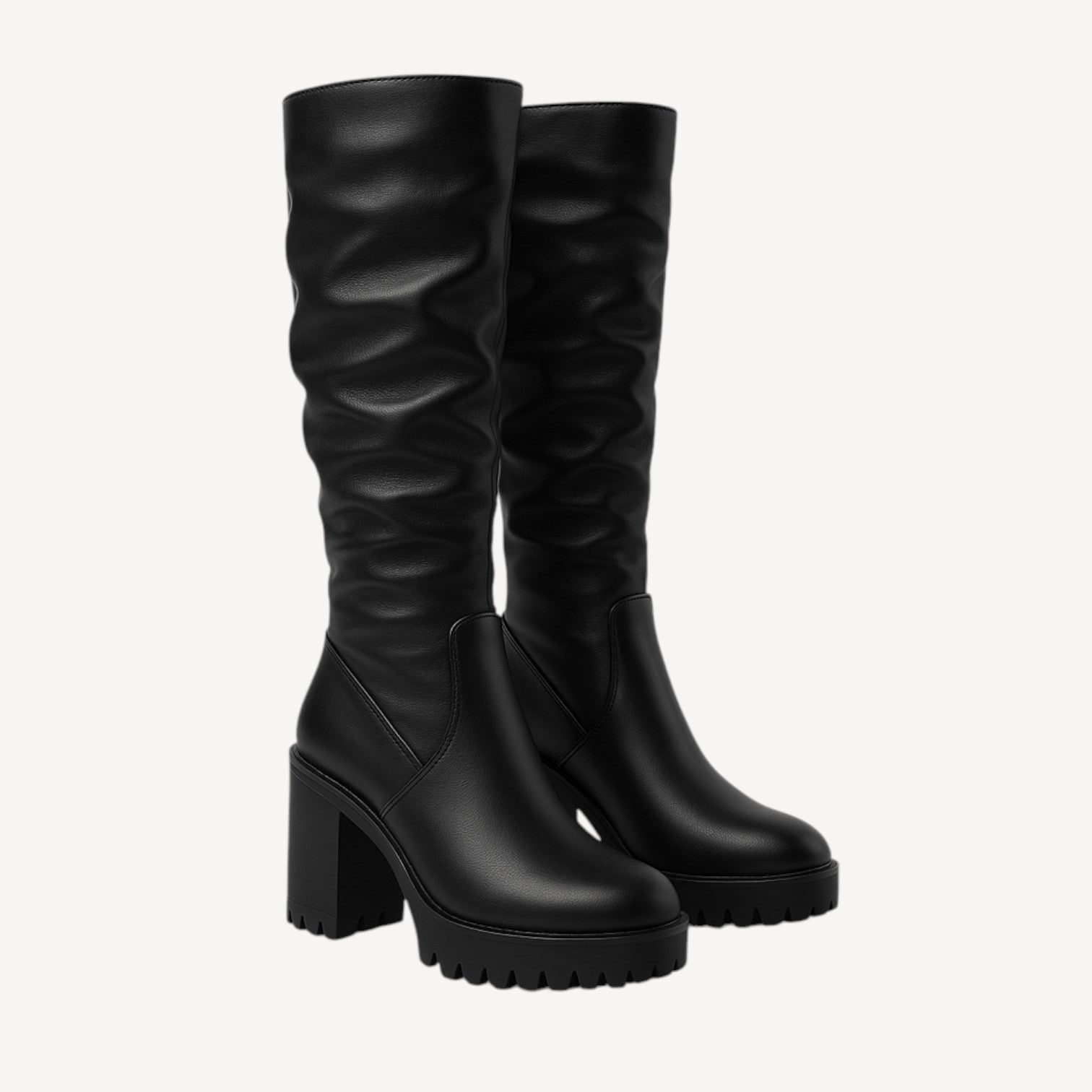 Chunky Heel Knee Boots