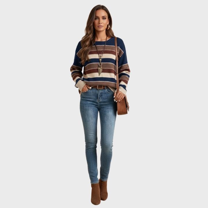 Women’s Casual Retro Stripe Knit Pullover