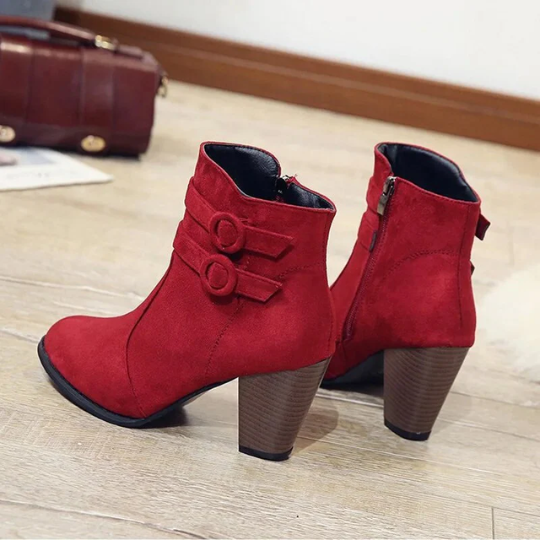 Eva | Women’s High Heel Ankle Boots with Buckle
