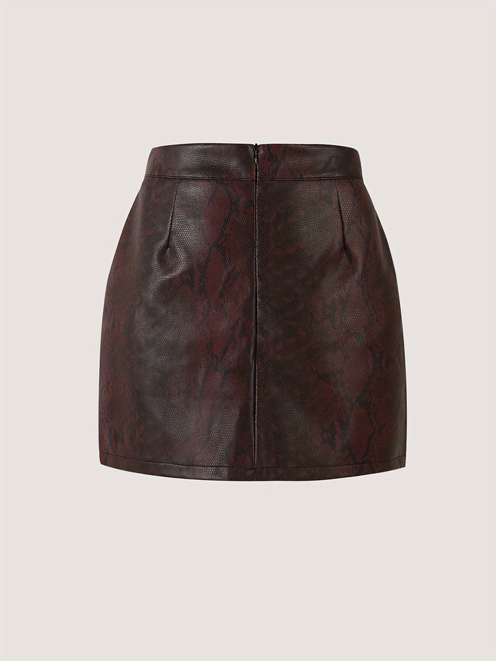 Arlena™ Snake-Pattern Leather Skirt
