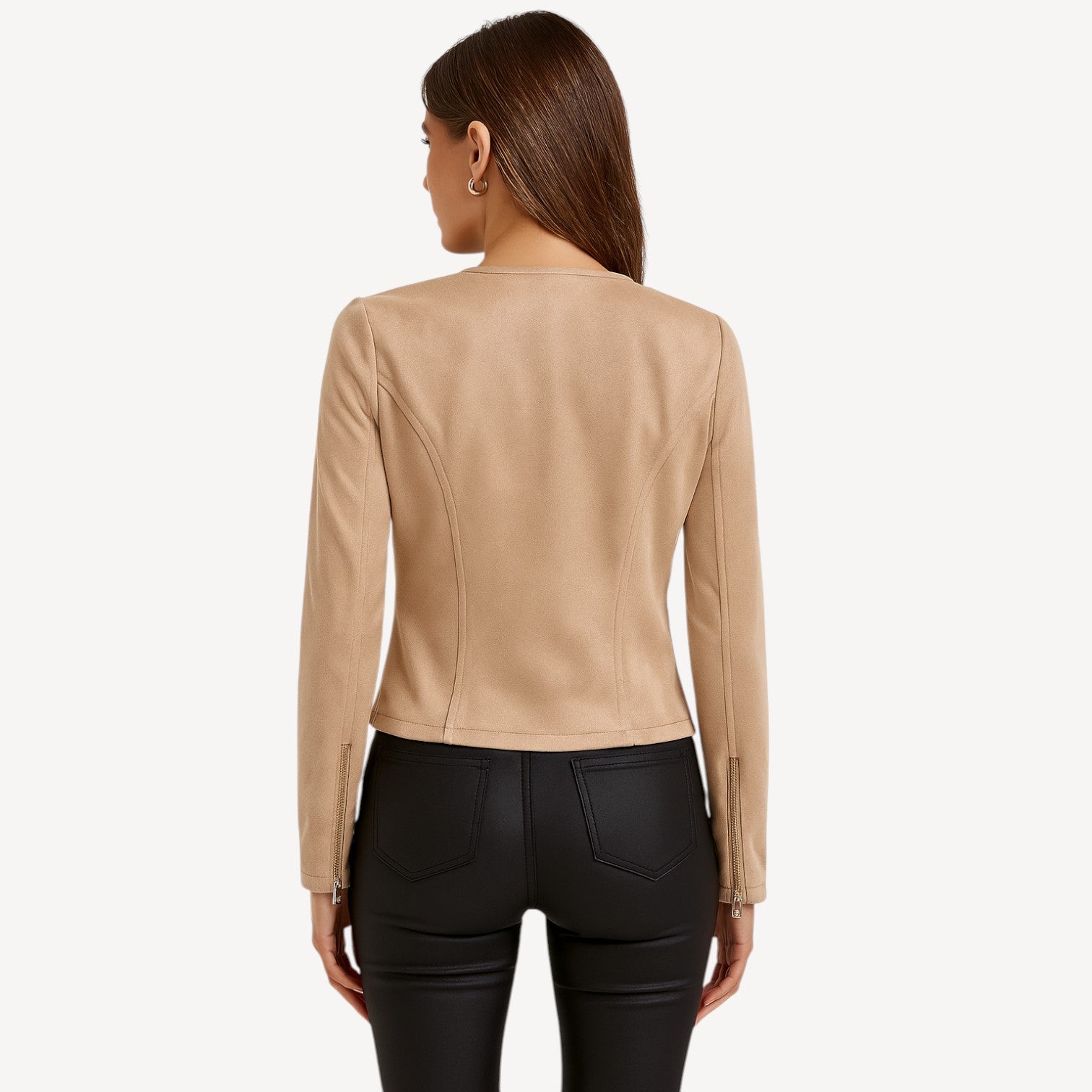 Beige Suede Zip Jacket