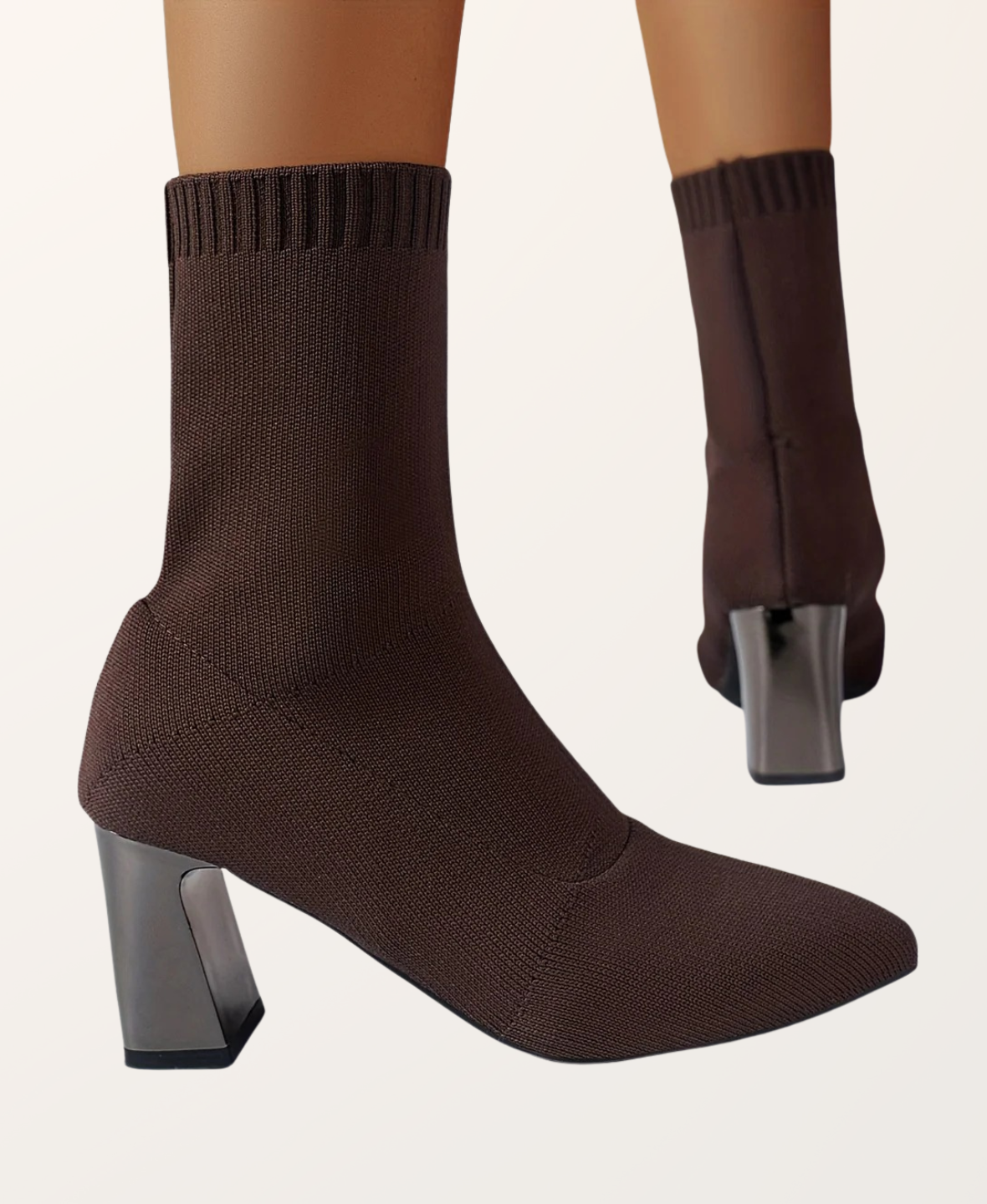 Women’s High Heel Sock Boots Block Heel