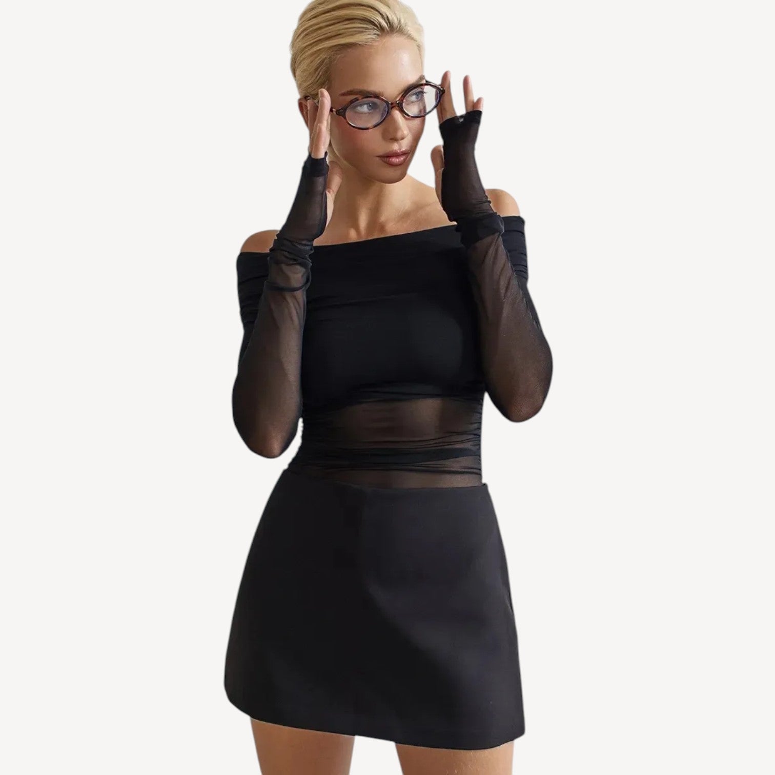 Off Shoulder Mesh Top