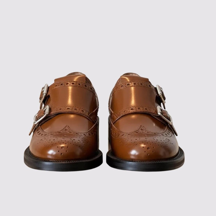 Margaux™ – Vintage Monk-Strap Brogue Shoes