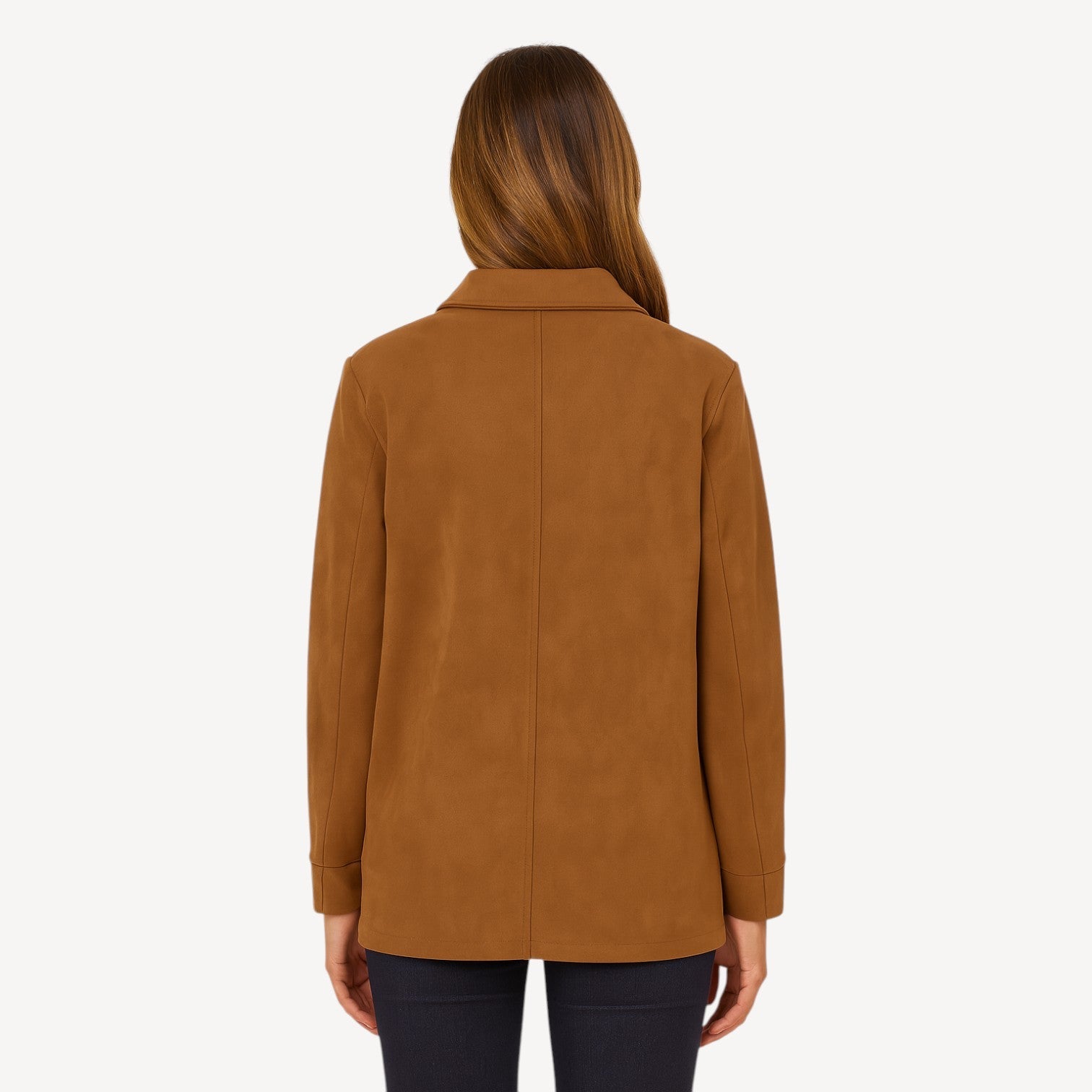 Brown Longline Suede Jacket