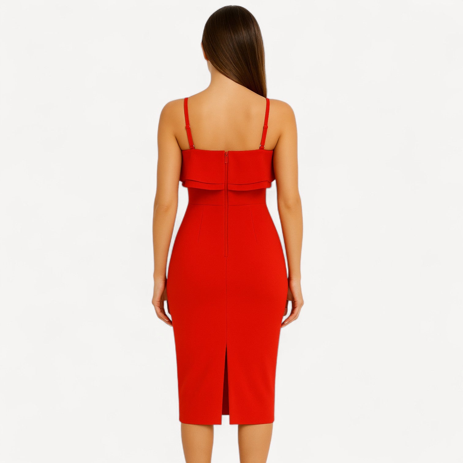 Ruffle Front Midi Dress