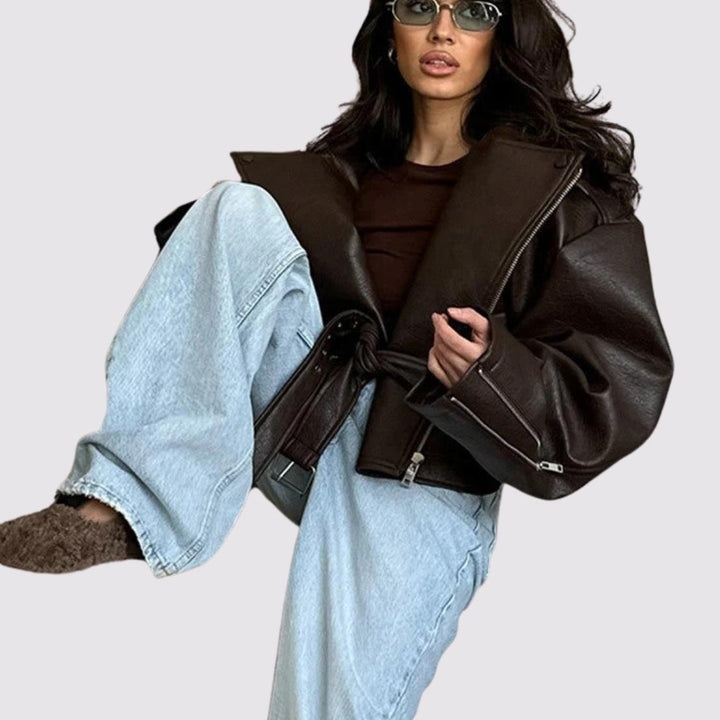 Faux Leather Oversized Jacket