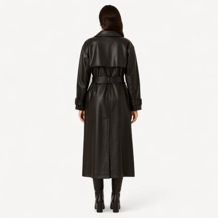 Long Black Leather Trench