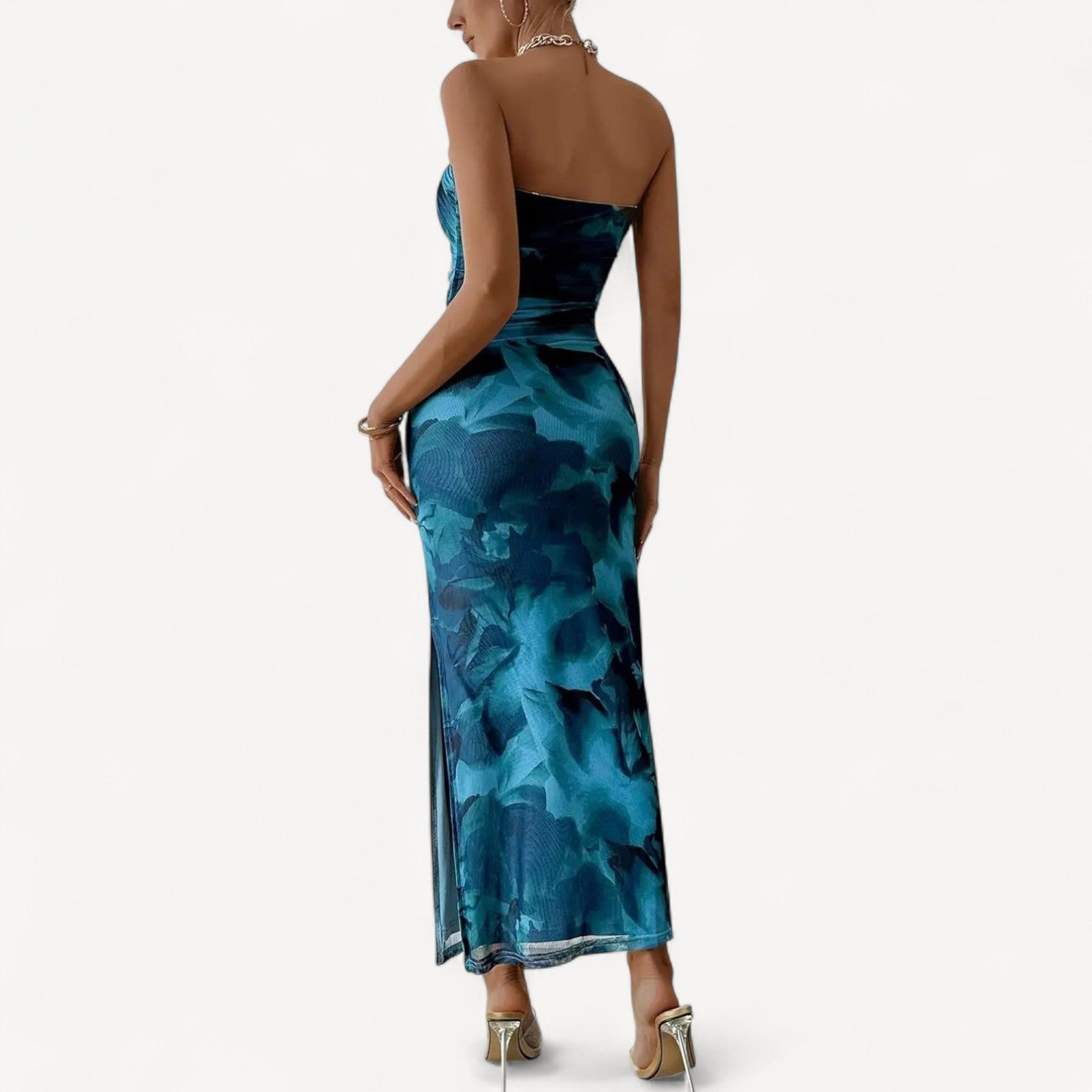 Strapless Bodycon Mesh Dress