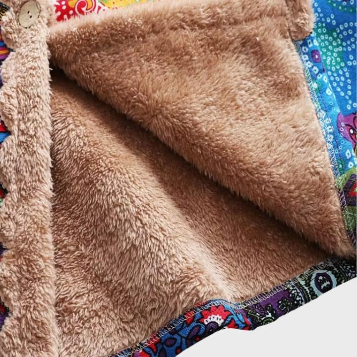 Women's Patchwork Print Hooded Coat