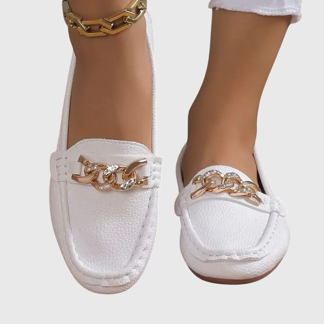 Eden - Flat Diamond Buckle Loafers