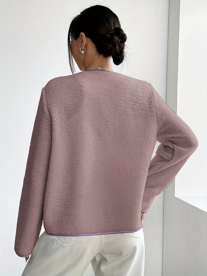 Avyona Elegant Button-Front Texture Jacket