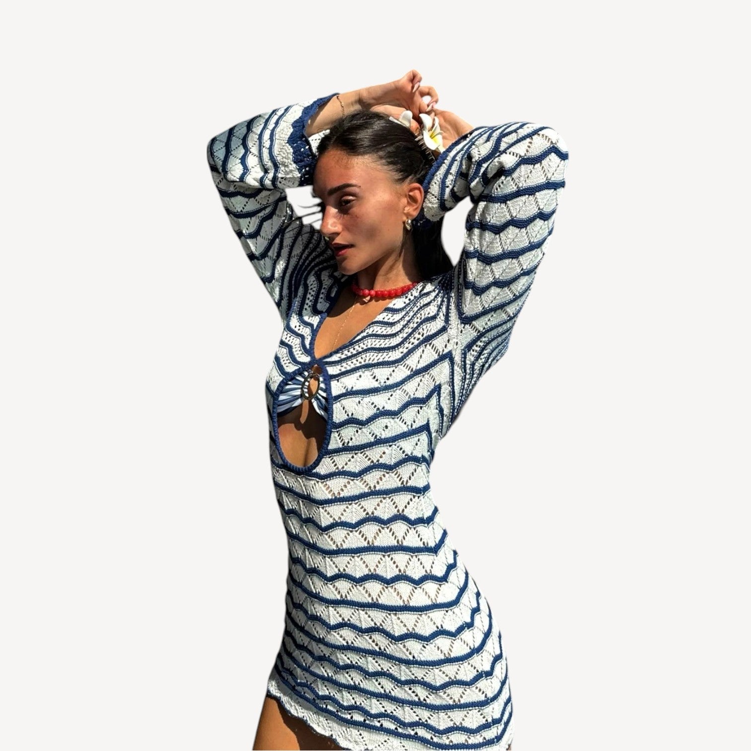 Blue White Crochet Dress