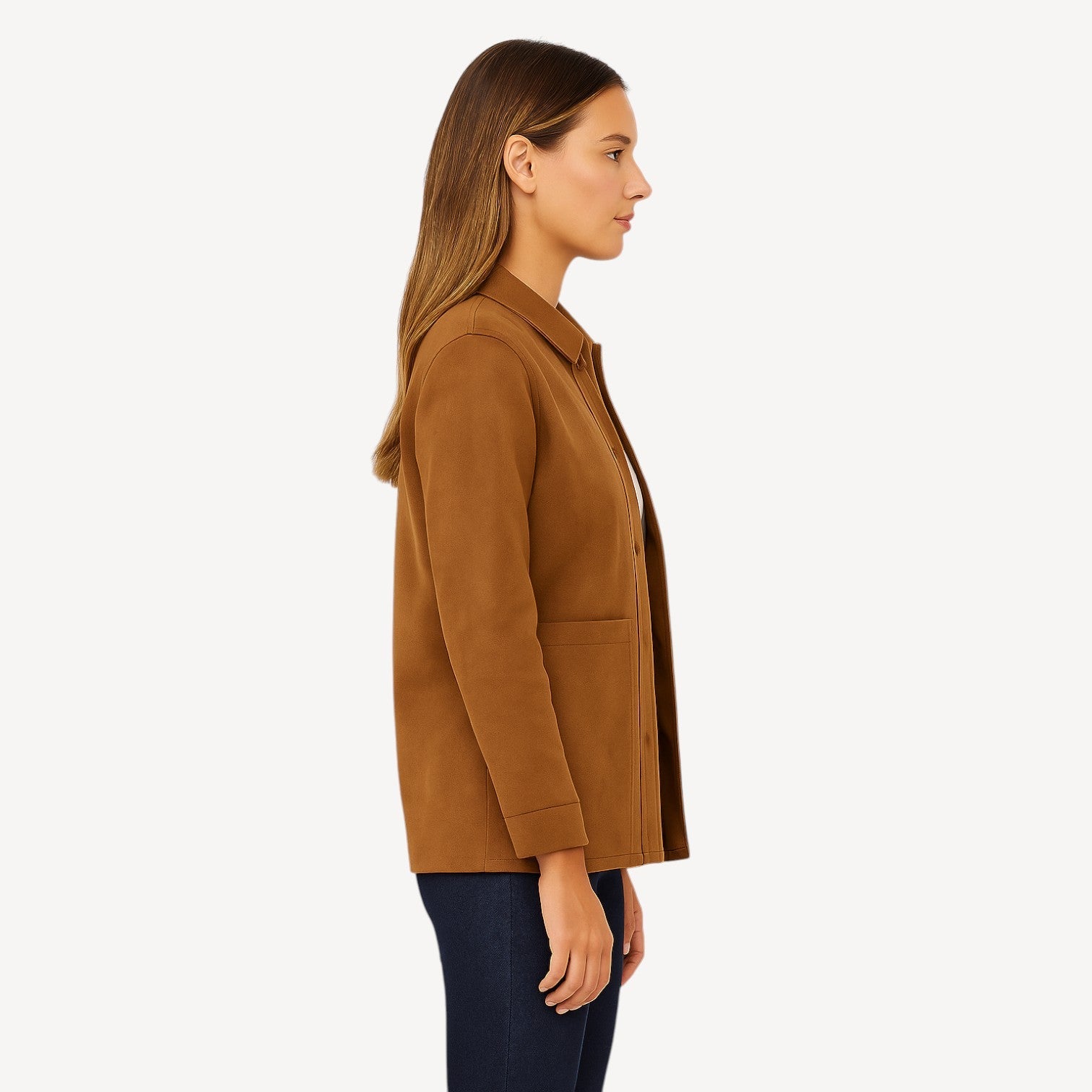 Brown Longline Suede Jacket