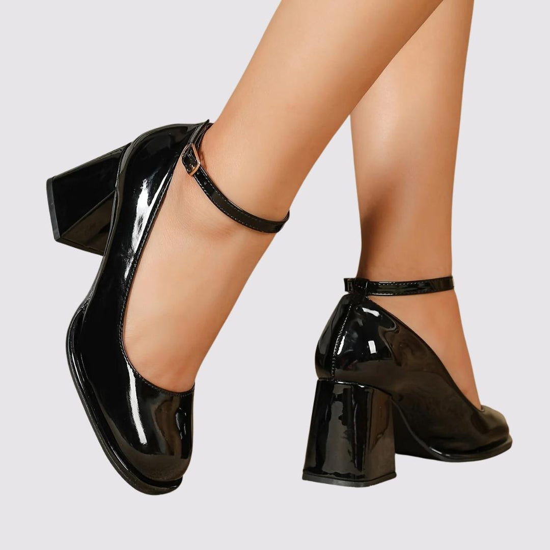 ELORIA™ Glossy Block Heel Mary Janes