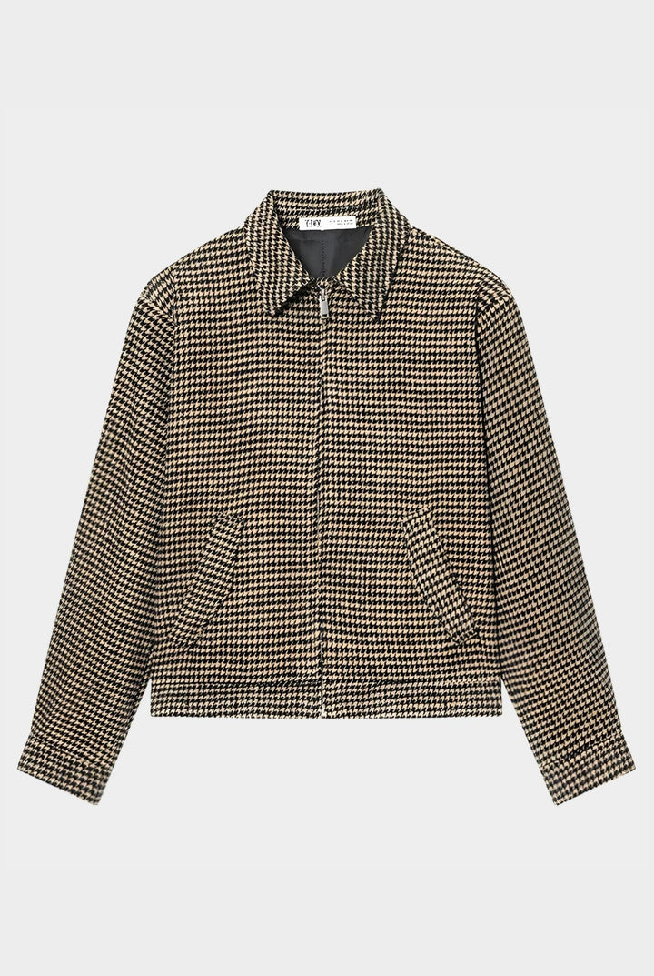 Eliza - Plaid Zip Bomber Jacket
