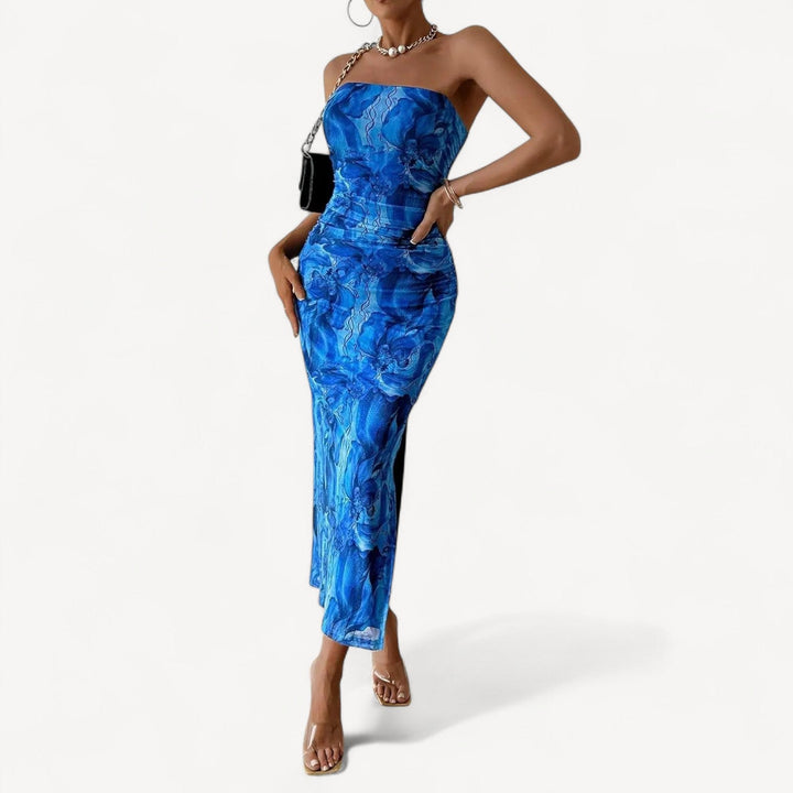 Strapless Bodycon Mesh Dress