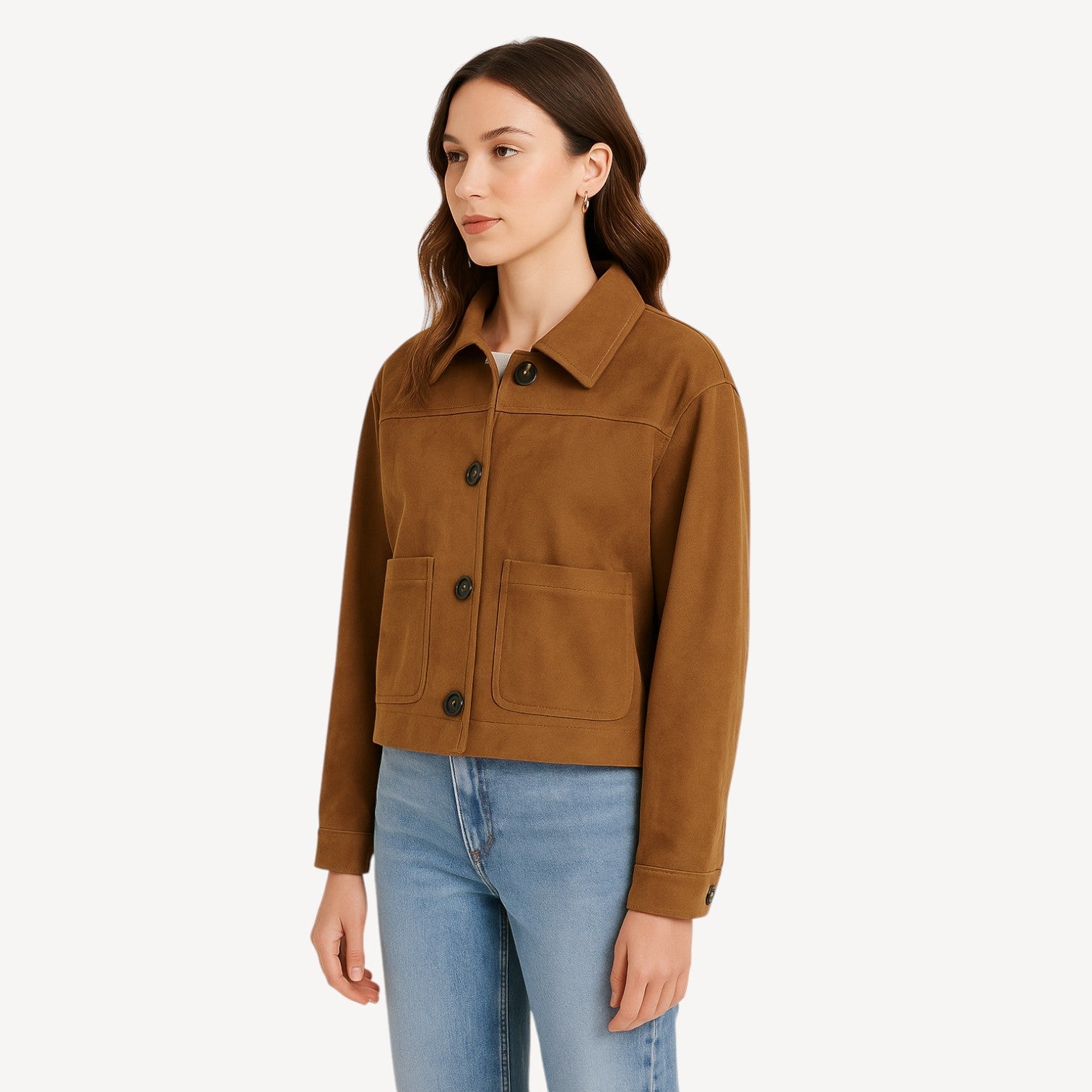 Brown Suede Button Jacket