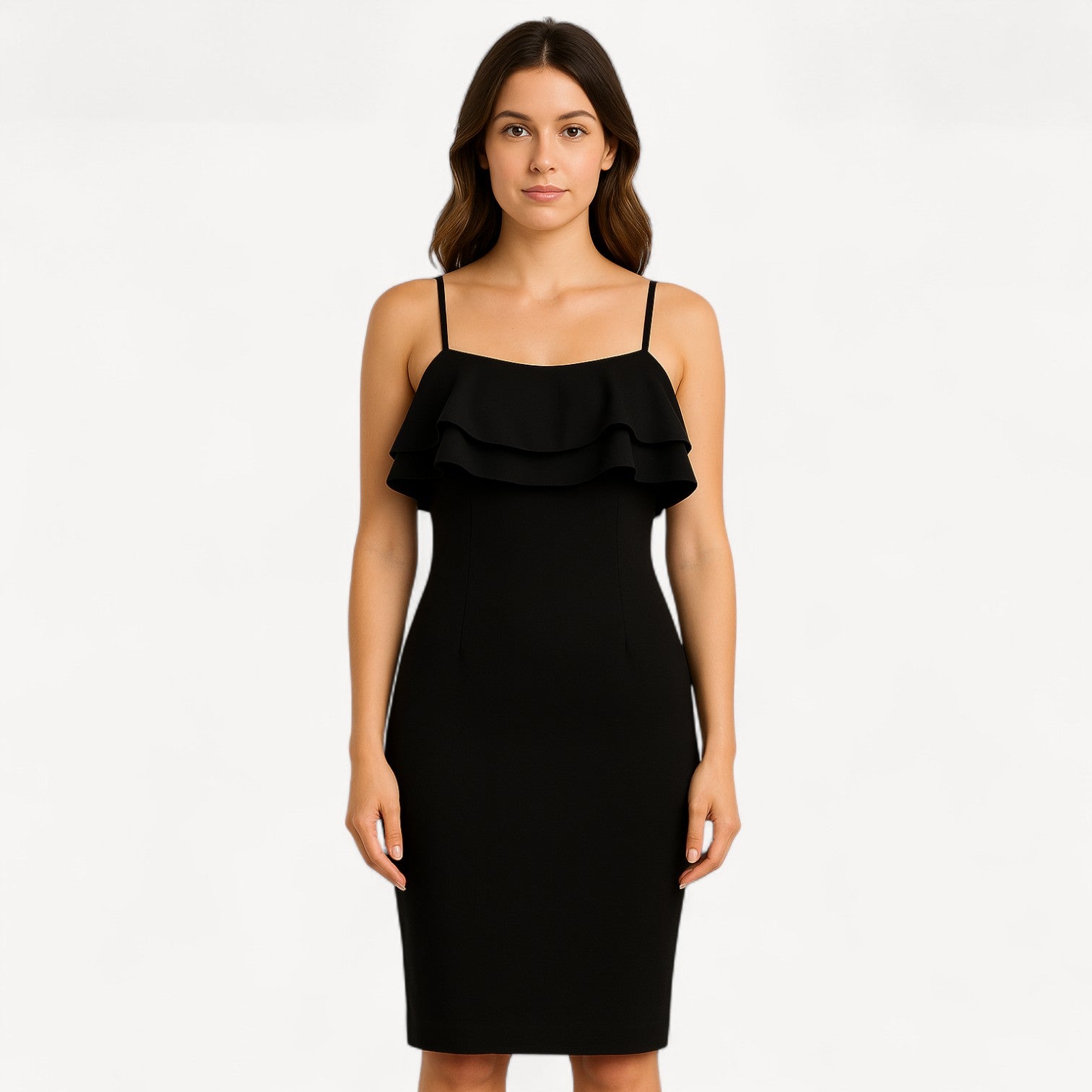 Ruffle Front Midi Dress