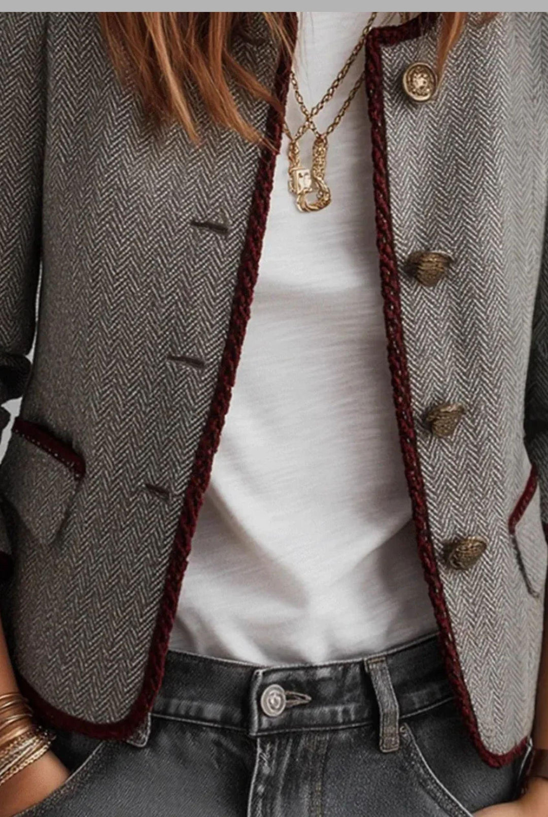 Eleanor - Casual Gray Button Jacket