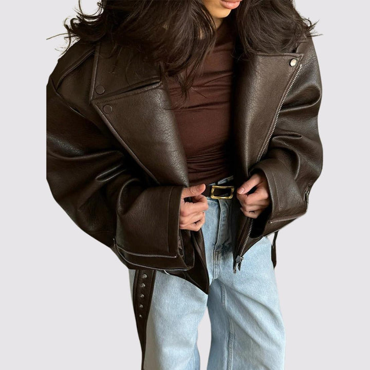 Faux Leather Oversized Jacket