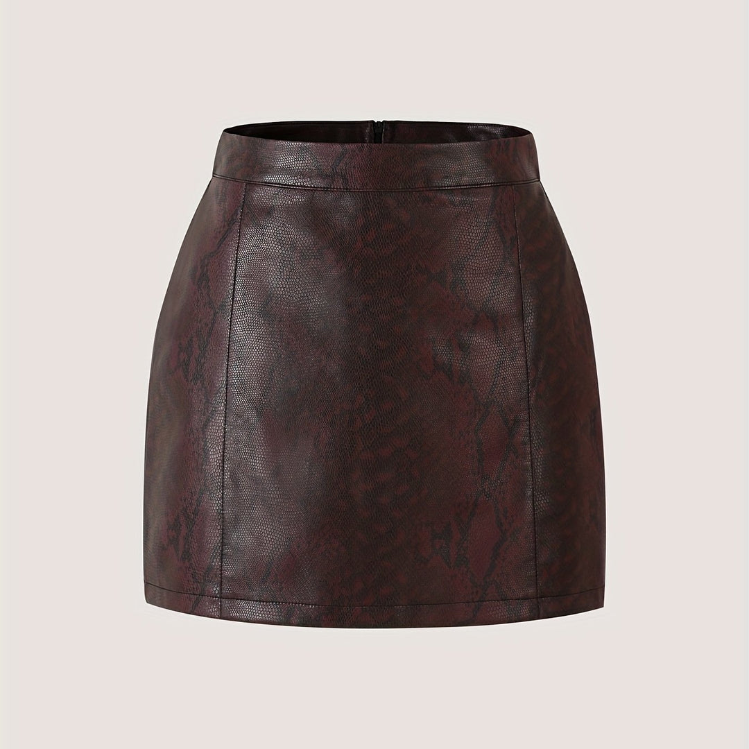 Arlena™ Snake-Pattern Leather Skirt