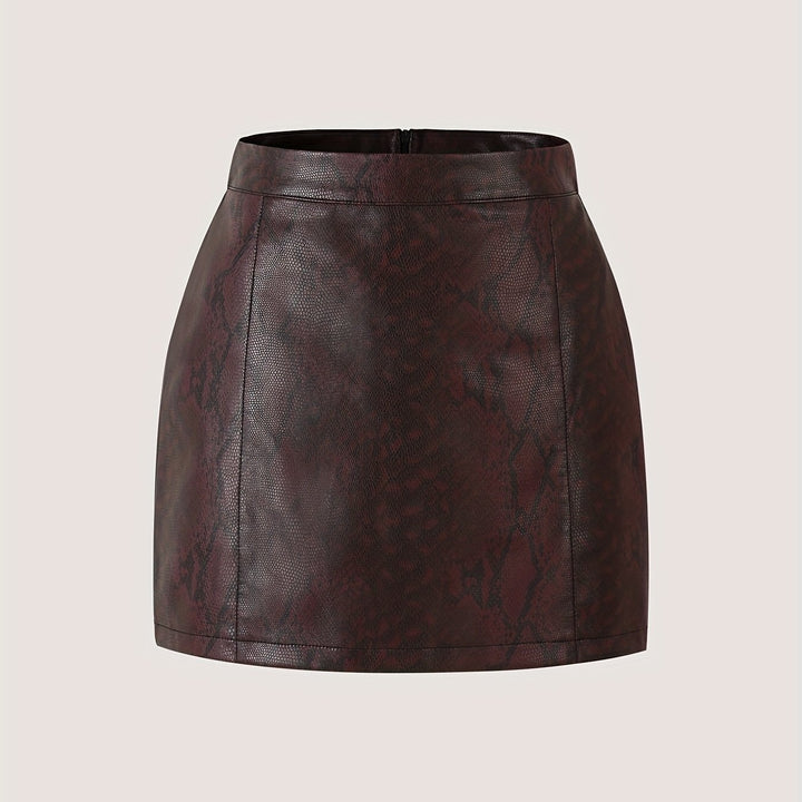 Arlena™ Snake-Pattern Leather Skirt