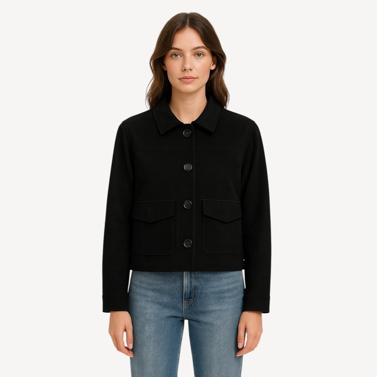 Button Front Suede Jacket