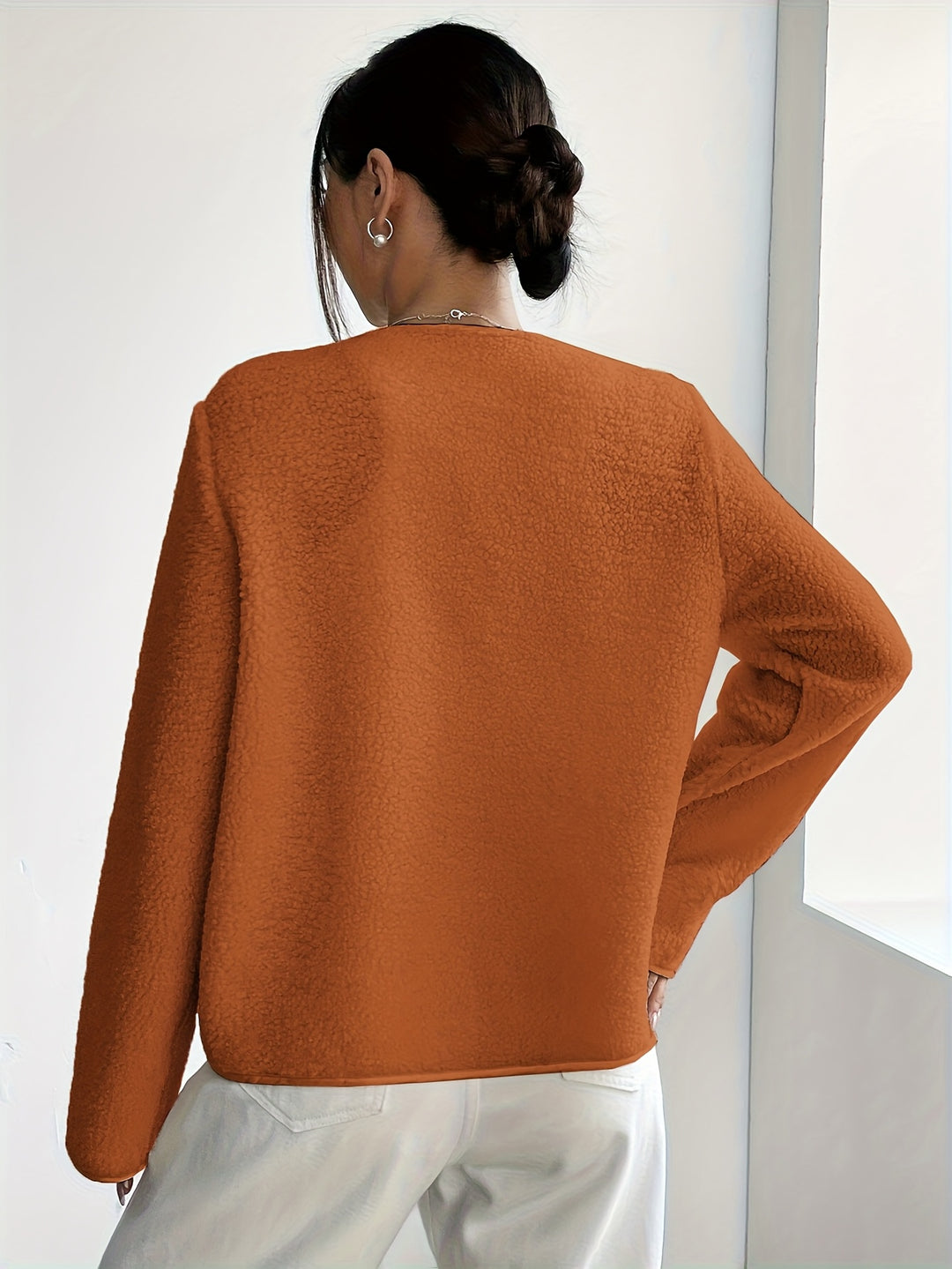 Avyona Elegant Button-Front Texture Jacket