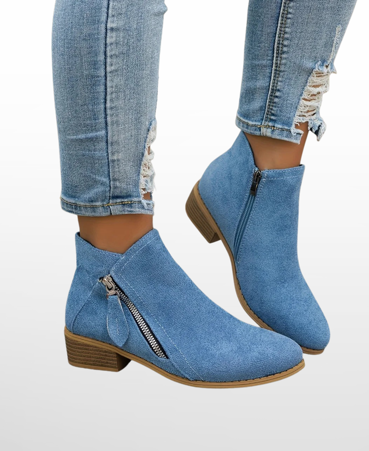Women’s Mid-Heel Ankle Boots Side Zip