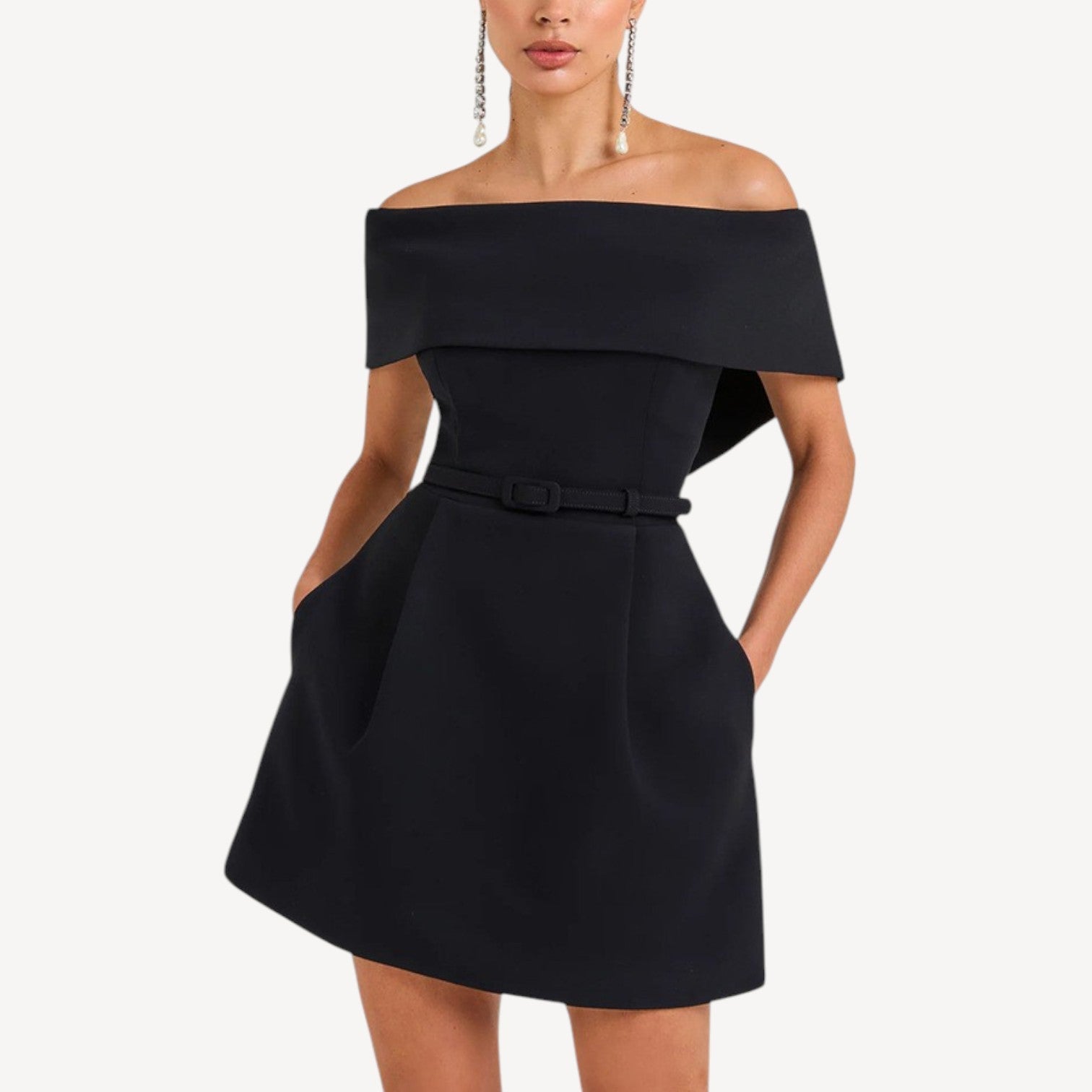 Off Shoulder Belted Mini