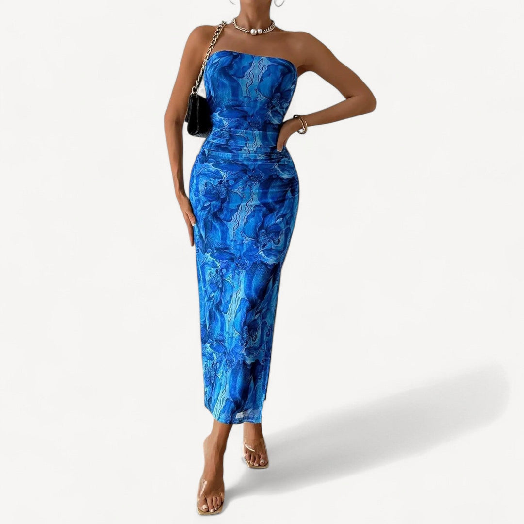 Strapless Bodycon Mesh Dress