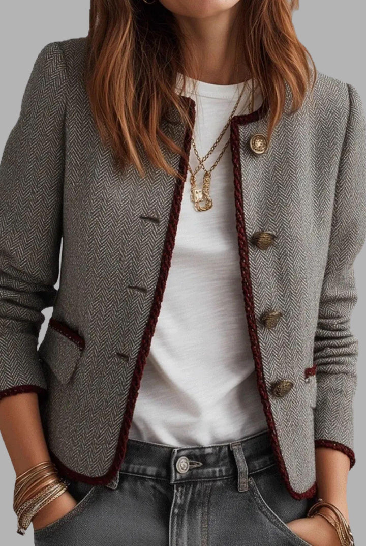 Eleanor - Casual Gray Button Jacket