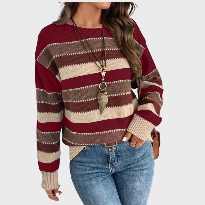 Women’s Casual Retro Stripe Knit Pullover