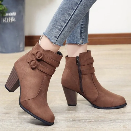 Eva | Women’s High Heel Ankle Boots with Buckle