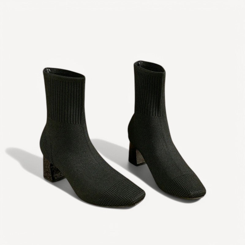 Knit Heeled Ankle Boots